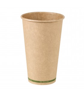 Gobelet Zen en carton kraft brun sans plastique, Waterbased  H136mm 460ml -50Pcs