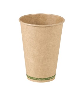 Gobelet Zen en carton kraft brun sans plastique, Waterbased  H79mm 180ml -50Pcs