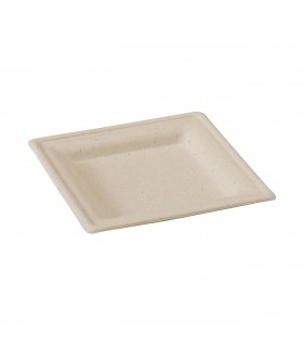 Assiette carrée brune en pulpe  260x260mm H20mm -125Pcs