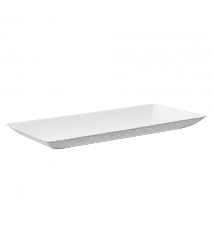 Assiette rectangulaire blanche en pulpe "BioNChic" 180x90mm -100Pcs