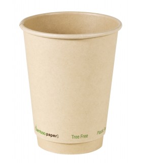 Gobelet brun en carton fibre de bambou à double paroi sans plastique, Waterbased  H110mm 350ml -25Pcs