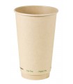 Gobelet brun en carton fibre de bambou à double paroi sans plastique, Waterbased  H136mm 460ml -25Pcs