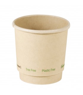 Gobelet brun en carton fibre de bambou à double paroi sans plastique, Waterbased  H62mm 120ml -25Pcs