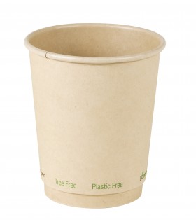 Gobelet brun en carton fibre de bambou à double paroi sans plastique, Waterbased  H92mm 230ml -25Pcs