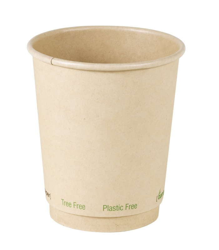 Gobelet brun en carton fibre de bambou à double paroi sans plastique, Waterbased  H92mm 230ml -25Pcs