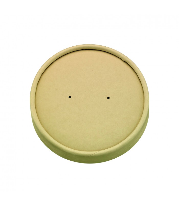 Couvercle plat brun en carton fibre de bambou sans matière plastique, Waterbased  H16mm -45Pcs