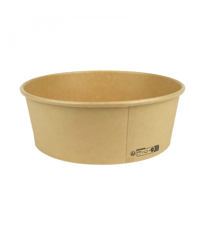 Saladier rond Buckaty en carton brun fibre de bambou  H65mm 1200ml -45Pcs