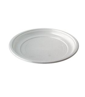 Assiette plastique PS blanche ronde -50Pcs