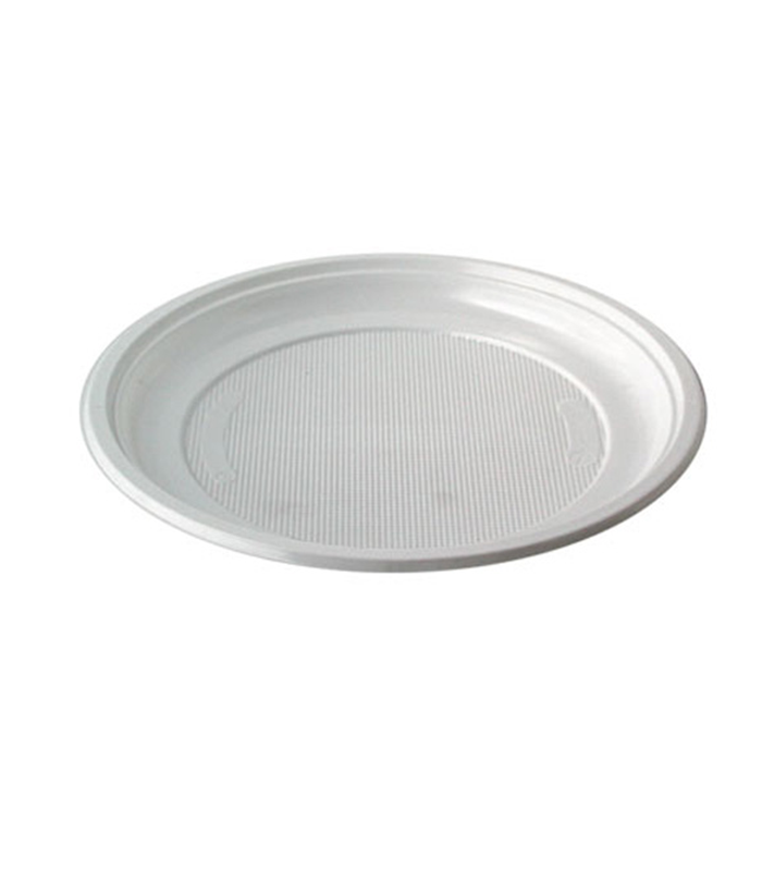 Assiette plastique PS blanche ronde -50Pcs
