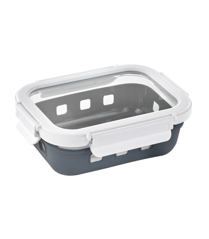 Combo boite rectangulaire en verre+couv transparent+protection silicone 170x125mm H53mm 660ml -24Pcs