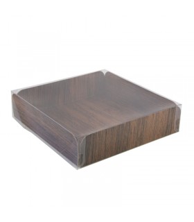 Carré rainé carton décor bois double face+Couv. PET  254x254mm H63,5mm -50Pcs