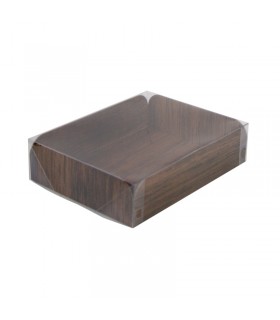 Rectangle rainé carton, décor bois 2 faces + couv. Pet  152,4x203,2mm H50,8mm -50Pcs