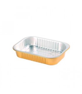 Opseal Barquette aluminium extérieur or/ Intérieur argenté 161x110mm H30mm 320ml -50Pcs
