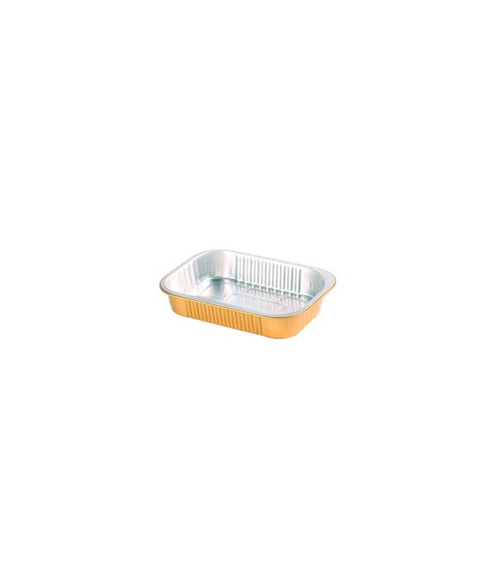 Opseal Barquette aluminium extérieur or/ Intérieur argenté 161x110mm H30mm 320ml -50Pcs