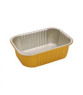 Opseal Barquette aluminium extérieur or/ Intérieur argenté 161x110mm H40mm 680ml -50Pcs