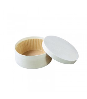 Boîte ronde en bois avec papier ingraissable pour cuisson au four  H50mm -10Pcs