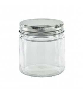 Pot en verre rond avec couvercle en aluminium à visser  H88mm 250ml -20Pcs