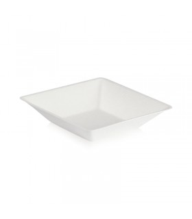 Assiette carrée blanche en pulpe "Eco-Design" 130x130mm H28mm 250ml -100Pcs