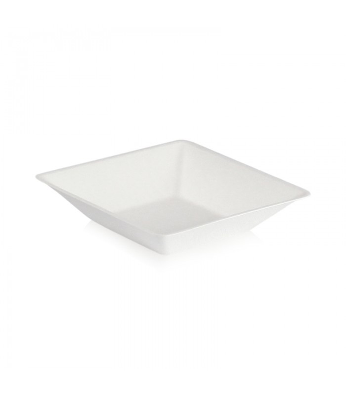 Assiette carrée blanche en pulpe "Eco-Design" 130x130mm H28mm 250ml -100Pcs