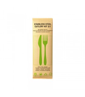 Kit couverts Noxcut en inox 3/1: couteau fourchette serviette, emballage papier 230x60mm H16mm -250Pcs