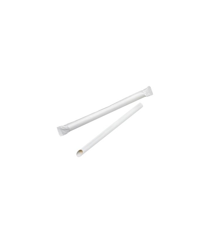 Paille biseautée blanche pour Bubble Tea   H12mm -150Pcs