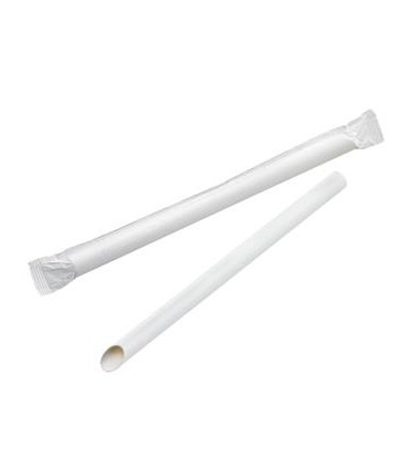 Paille biseautée blanche pour Bubble Tea   H12mm -150Pcs