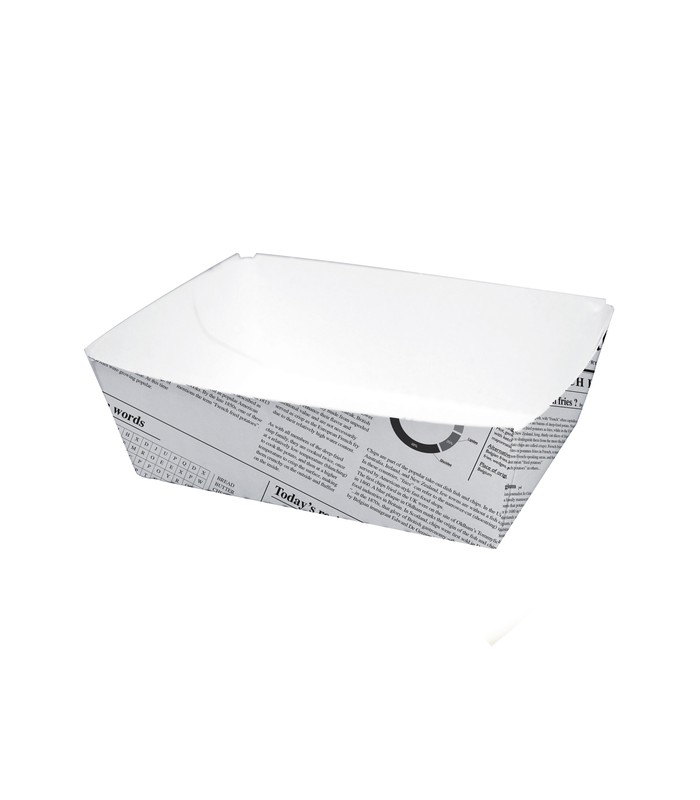 Barquette en carton blanc impression journal 90x60mm H40mm 300ml -250Pcs