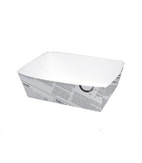Barquette en carton blanc impression journal 150x90mm H50mm 850ml -250Pcs