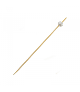 Pique bambou Bijou avec une extrémité perle blanche  H120mm