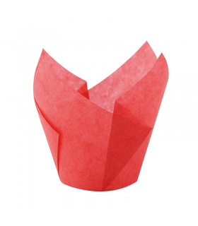 Caissette de cuisson forme tulipe en papier rose ingraissable  H85mm