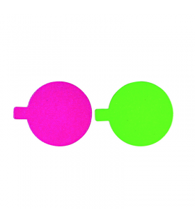 Rond avec languette carton double face anis/fushia