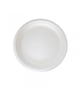 Assiette ronde blanche en pulpe
