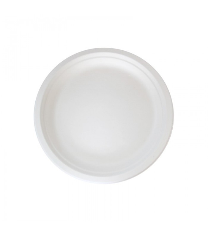 Assiette ronde blanche en pulpe