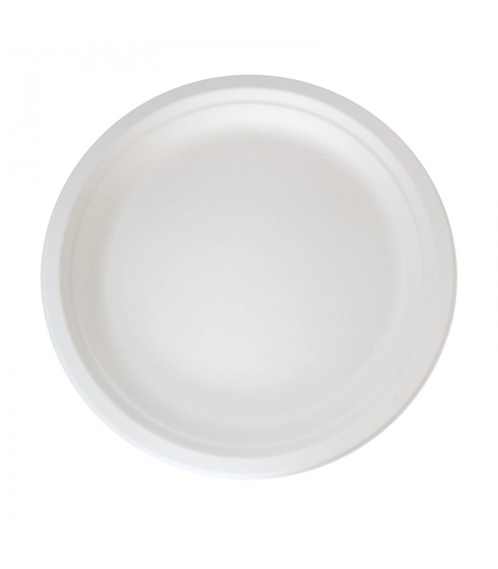 Assiette ronde blanche en pulpe