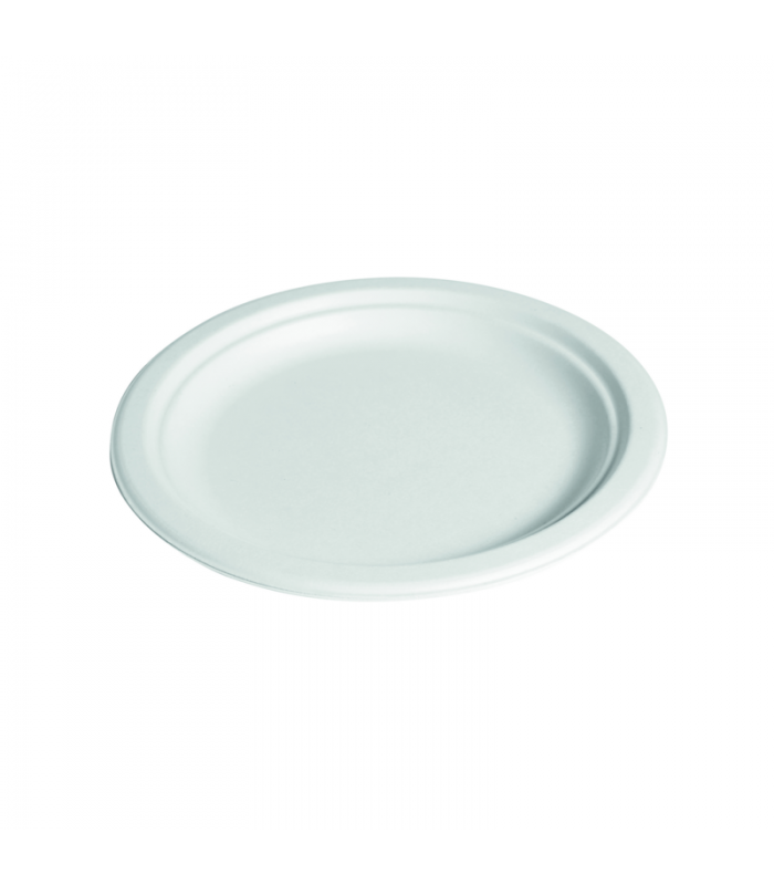 Assiette ronde blanche en pulpe