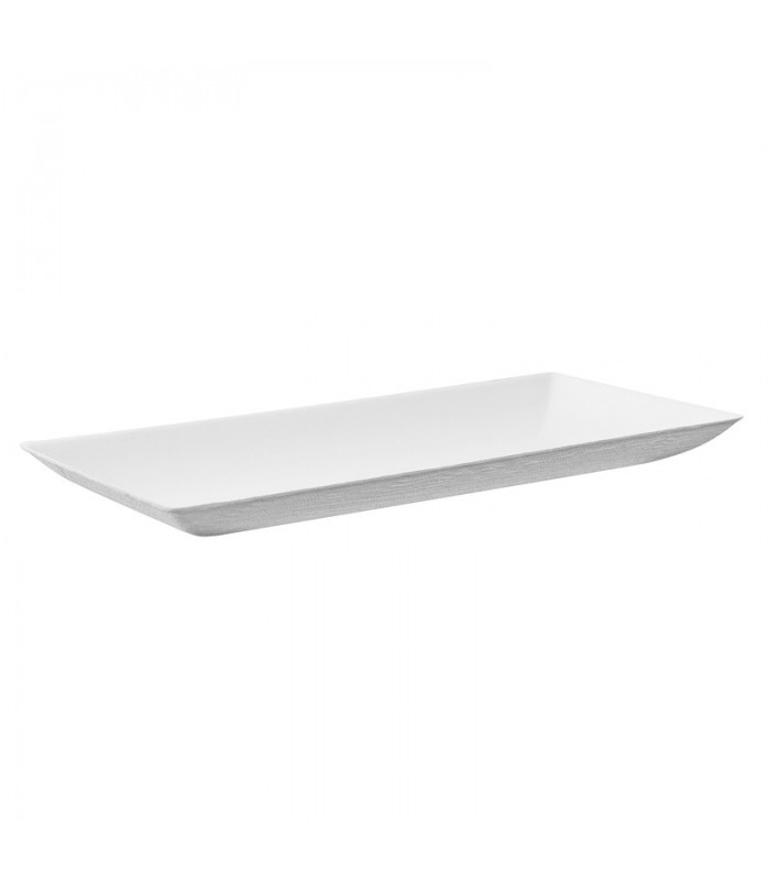 Assiette rectangulaire blanche en pulpe "BioNChic"  180x90mm