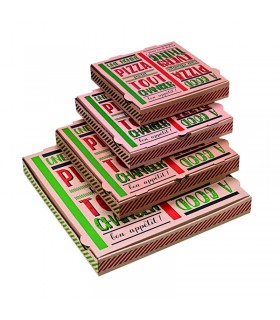 Boîte à pizza carton brun décor "Une bonne pizza" 400x400mm H35mm