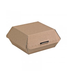 Boite burger carton kraft brun microcannelé  135x125mm H65mm