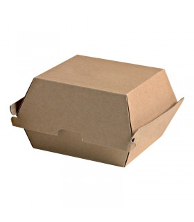 Boîte burger carton kraft brun microcannelé. A utiliser avec nos feuilles papier 145x130mm H78mm
