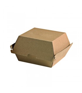 Boîte burger carton kraft brun microcannelé 145x130mm H100mm