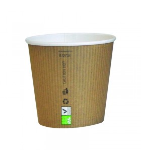 Gobelet Nature Cup en carton kraft brun strié  H52mm 90ml