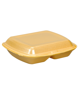 Coquille plastique PSE jaune 2 compartiments 208x245mm H68mm
