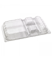 Boîte repas plastique PET transparent 4 compartiments 330x210mm H50mm