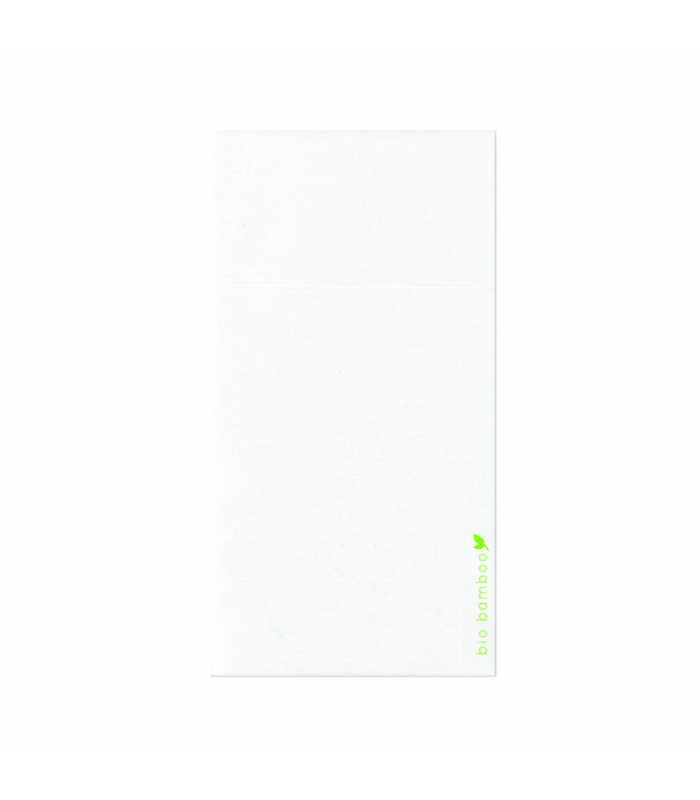 Serviette pochette couverts blanche en fibre de bambou  400x400mm