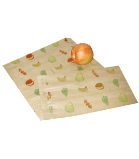 Sac papier brun décor fruits  200x70mm H300mm