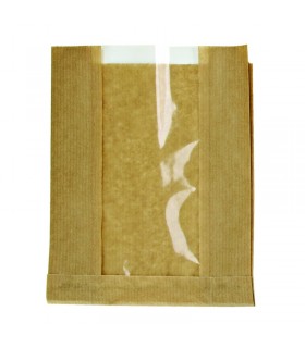 Sac papier kraft brun à fenêtre  280x70mm H180mm
