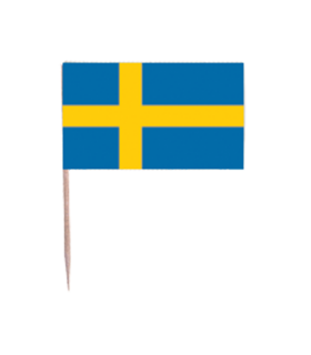 Pique à cocktail en bois avec extrémité drapeau suède 35x25mm H65mm