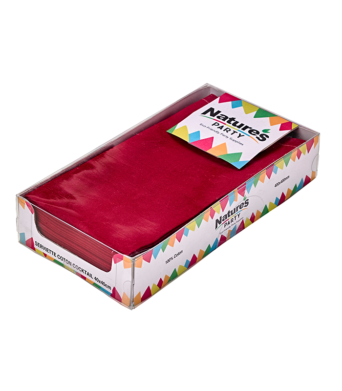 SERVIETTE COTON ROUGE 400x400mm