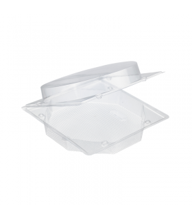 Boite blister plastique transparente avec couvercle charnière pour gâteau 26cm 315x315mm H110mm