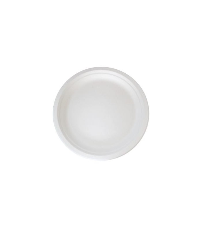 Assiette ronde blanche en pulpe